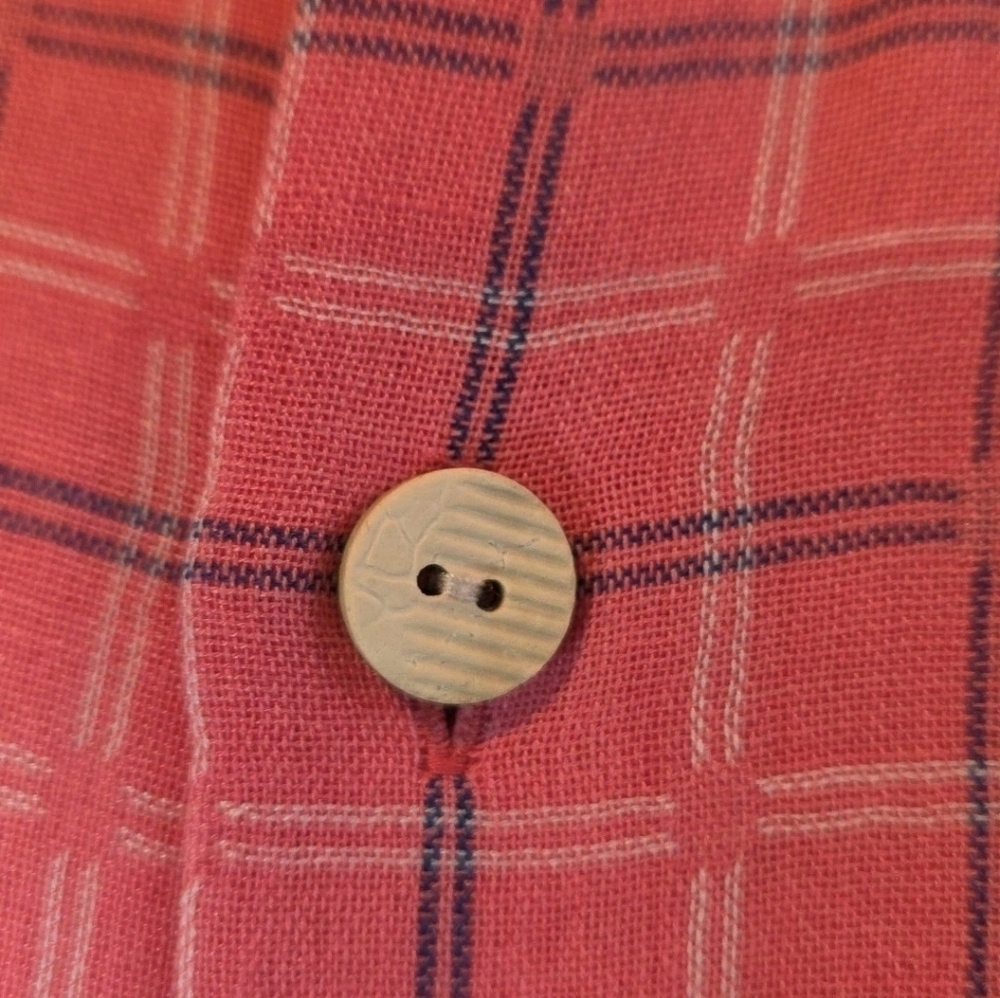 335 Tommy Bahama Men's Medium Pink Plaid Silk Blend Short Sleeve Button-Up Shirt - Picture 3 of 7